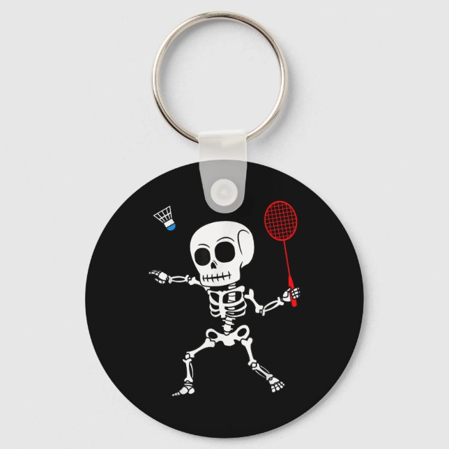 Skeleton Badminton Halloween Smash Shuttle Easy Co Keychain (Front)