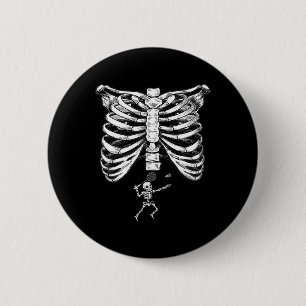 Skeleton Badminton Pregnancy Halloween Smash Shutt 2 Inch Round Button