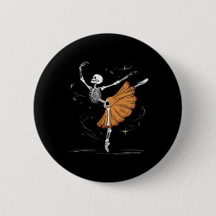 Skeleton Ballerina Ballet Dance Halloween  2 Inch Round Button
