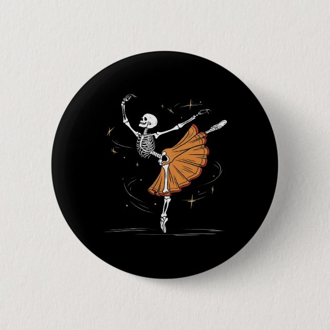 Skeleton Ballerina Ballet Dance Halloween  2 Inch Round Button (Front)