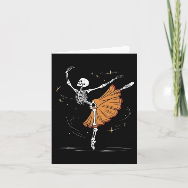 Skeleton Ballerina Ballet Dance Halloween  Card (Front)