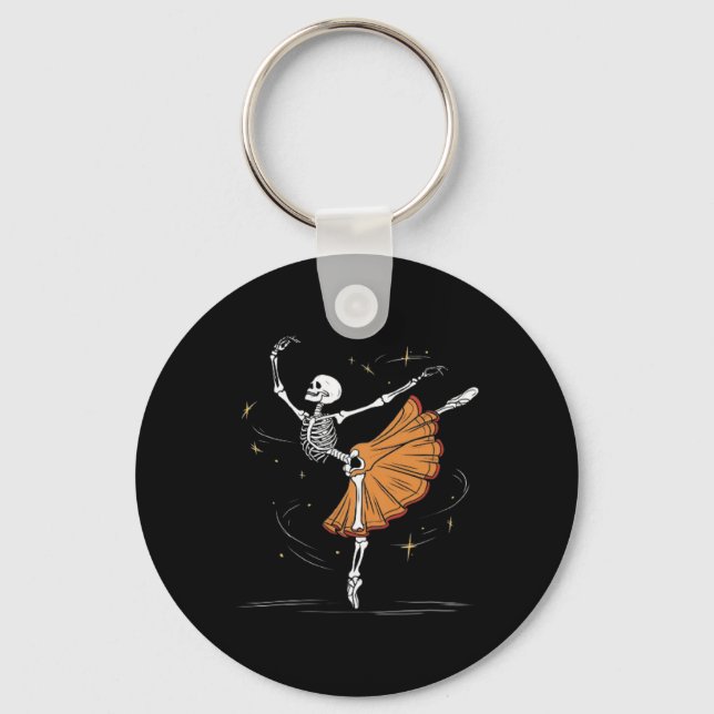 Skeleton Ballerina Ballet Dance Halloween  Keychain (Front)