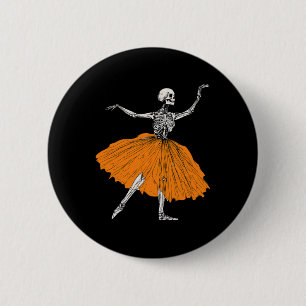 Skeleton Ballerina Dance Tutu Spooky Ballet Dancer 2 Inch Round Button