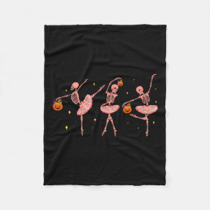 Skeleton Ballerina Halloween Jack O Lantern Dancer Fleece Blanket