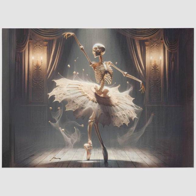 Skeleton Ballerina on Stage – Gothic Ballet  Tissue Paper (Front)