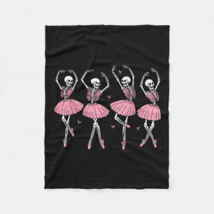 Skeleton Ballerinas Ballet Dance Cute Girl Hallowe Fleece Blanket