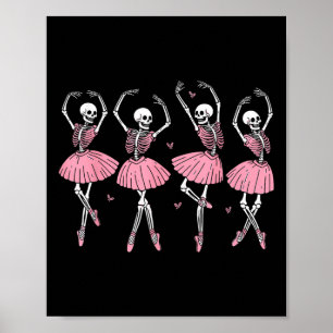 Skeleton Ballerinas Ballet Dance Cute Girl Hallowe Poster