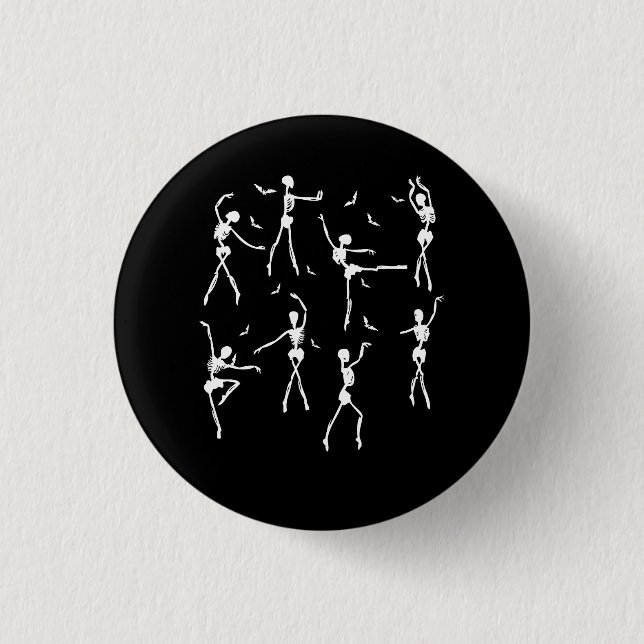 Skeleton Ballerinas Ballet Dance Dancing Halloween 1 Inch Round Button (Front)