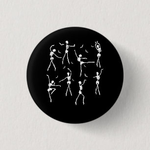 Skeleton Ballerinas Ballet Dance Dancing Halloween 1 Inch Round Button