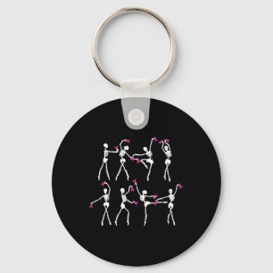 Skeleton Ballet Dance Pink Ribbon Breast Cancer Aw Keychain
