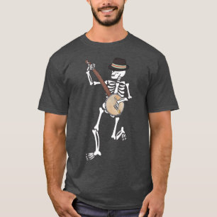 Skeleton Banjo Bluegrass Halloween Folk Music Love T-Shirt