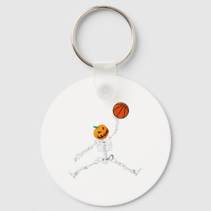 Skeleton Basketball Halloween Pumpkin Slam Dunk Keychain
