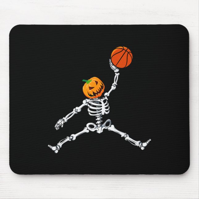 Skeleton Basketball Halloween Pumpkin Slam Dunk  Mouse Pad (Front)