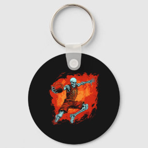 Skeleton Basketball Player Halloween Spooky Keychain