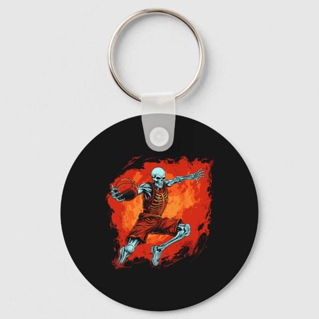 Skeleton Basketball Player Halloween Spooky  Keychain (Front)