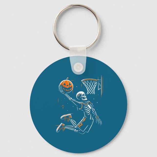 Skeleton basketball player men boys scary for hall keychain (Front)