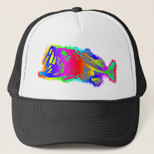 SKELETON BASS Multi-Color Psychedelic Trucker Hat