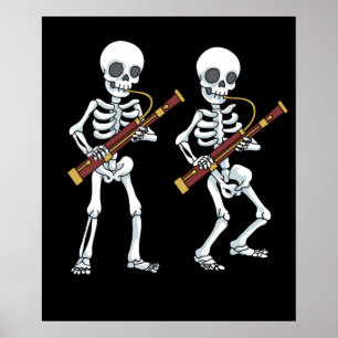 Skeleton Bassoon Band Player Bassoonist Poster
