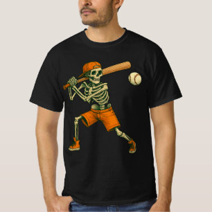 Skeleton Batting Baseball Halloween Spooky Sport T-Shirt