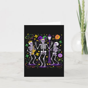 Skeleton Beads Joker Hat Mardi Gras New Orleans Fl Card
