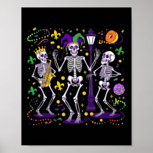 Skeleton Beads Joker Hat Mardi Gras New Orleans Fl Poster