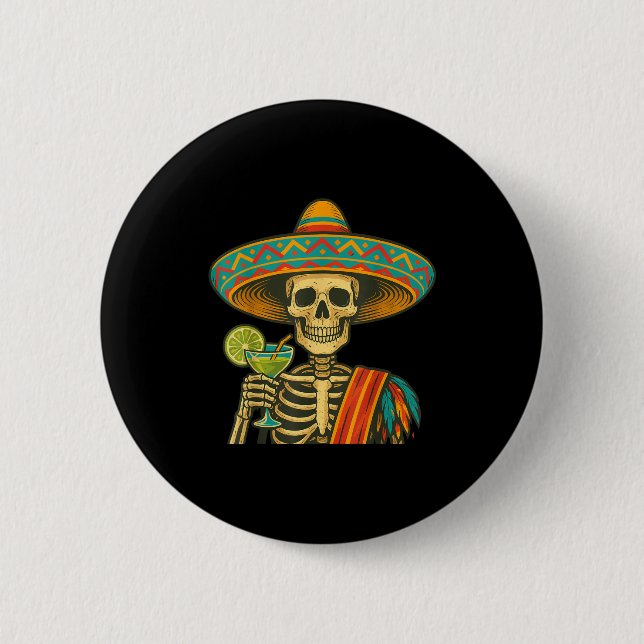 Skeleton beer cinco de mayo fiesta  2 inch round button (Front)