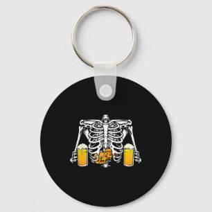 Skeleton Beer Lover Hamburger Pizza Xray Halloween Keychain