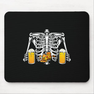 Skeleton Beer Lover Hamburger Pizza Xray Halloween Mouse Pad