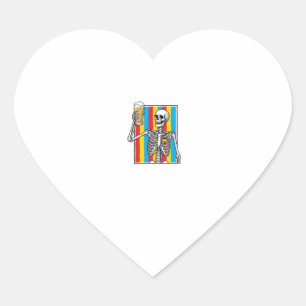 Skeleton Beer Rainbow Vintage Engraving Shirt_1 Heart Sticker