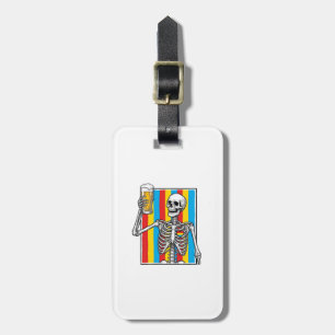 Skeleton Beer Rainbow Vintage Engraving Shirt_1 Luggage Tag
