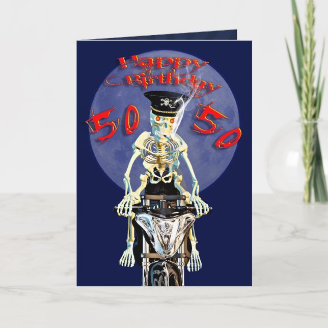 Skeleton biker 50e anniversaire carte (Devant)