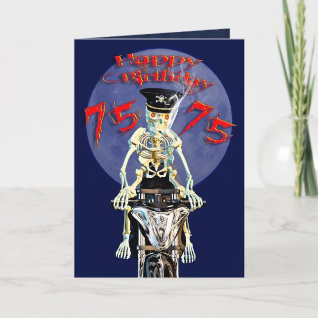 Skeleton biker 75 carte d'anniversaire (Devant)