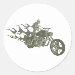Skeleton Biker / Bike Rider: Classic Round Sticker
