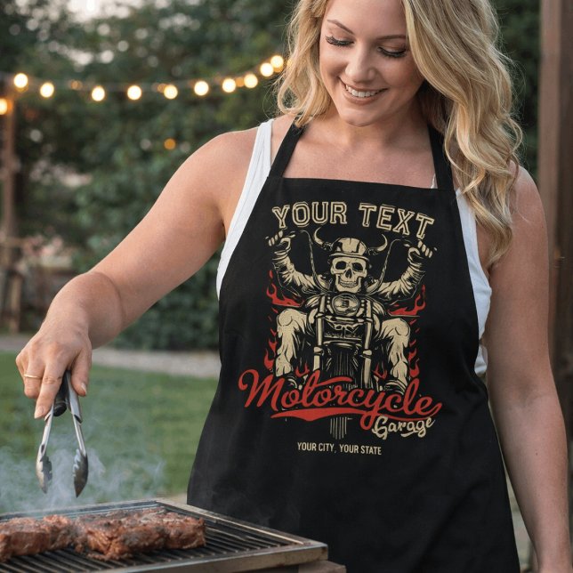 Skeleton Biker Chopper Motorcycle Shop Garage Apron (Creator Uploaded)