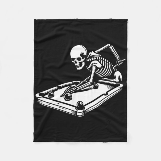 Skeleton Billiards Halloween Pool Snooker Billiard Fleece Blanket (Front)