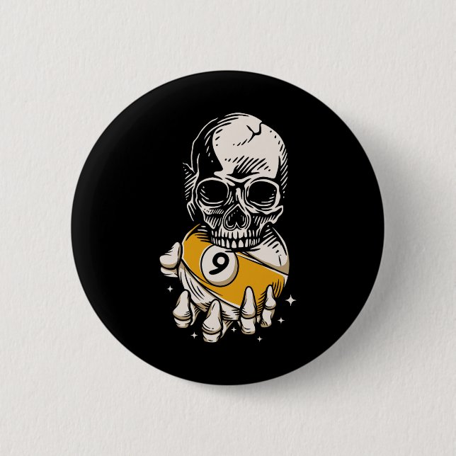 Skeleton Billiards Ll Snooker Pool Billiards Playe 2 Inch Round Button (Front)