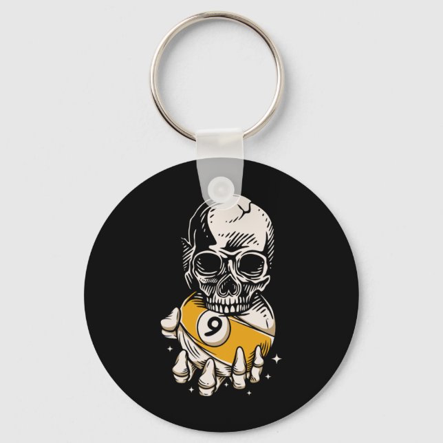 Skeleton Billiards Ll Snooker Pool Billiards Playe Keychain (Front)