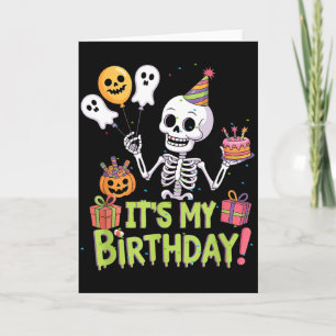 Skeleton Birthday Funny Happy Halloween Bday Boys Card