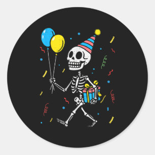 Skeleton Birthday Halloween Costume Boys Teens Gir Classic Round Sticker