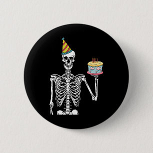 Skeleton Birthday Party Lazy Halloween Costume Fun 2 Inch Round Button