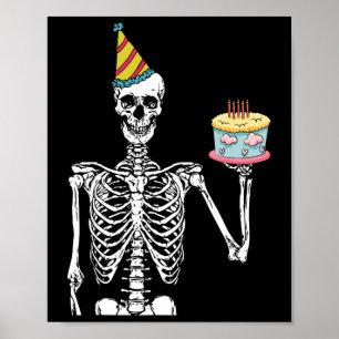 Skeleton Birthday Party Lazy Halloween Costume Fun Poster