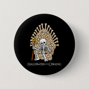 Skeleton Bones Throne Fun Halloween  2 Inch Round Button