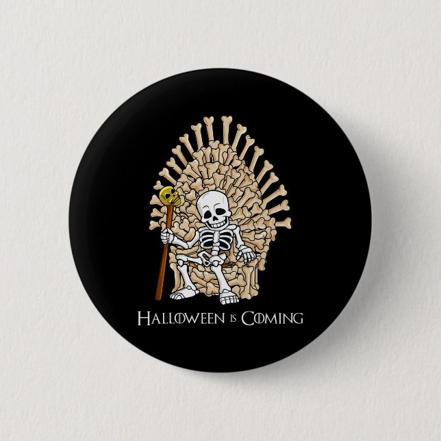 Skeleton Bones Throne Fun Halloween  2 Inch Round Button (Front)
