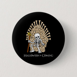 Skeleton Bones Throne Fun Halloween Boys Girls Kid 2 Inch Round Button
