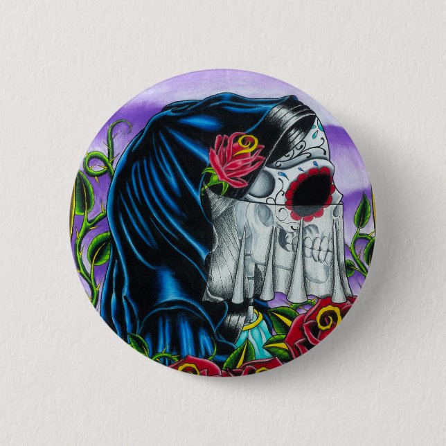 Skeleton Bride 2 Inch Round Button (Front)