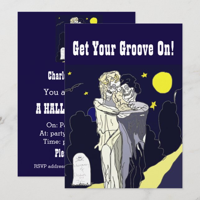 Skeleton Bride and Groom Halloween Invite (Front/Back)