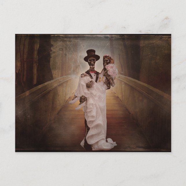 skeleton bride and groom postcard (Front)