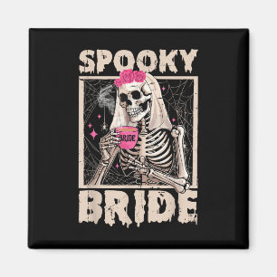 Skeleton Bride Drinking Coffee Wedding Halloween C Magnet