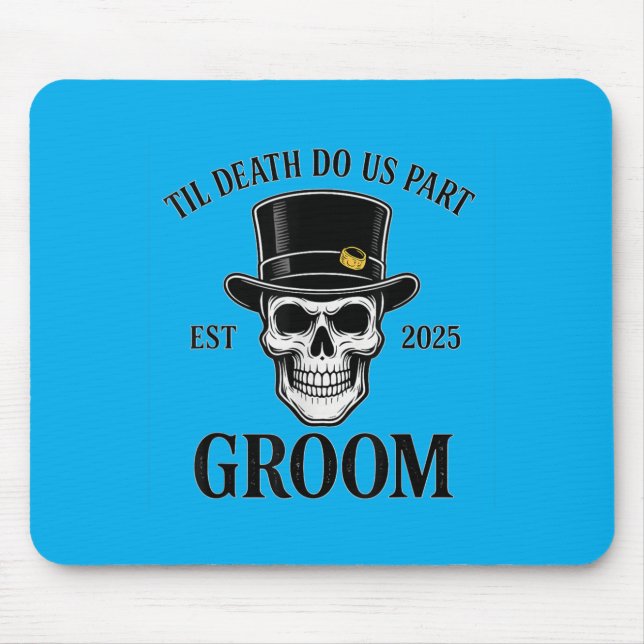 Skeleton Bride Groom Gothic Halloween Wedding Tee Mouse Pad (Front)