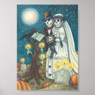SKELETON BRIDE & GROOM, POSTER MARIAGE DE CEMETERS